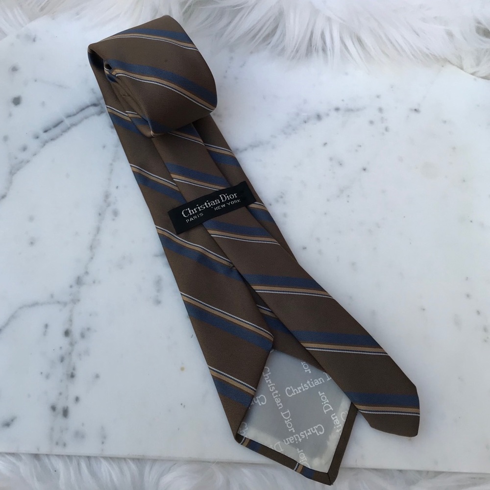 Christian Dior Tan Striped Tie #900